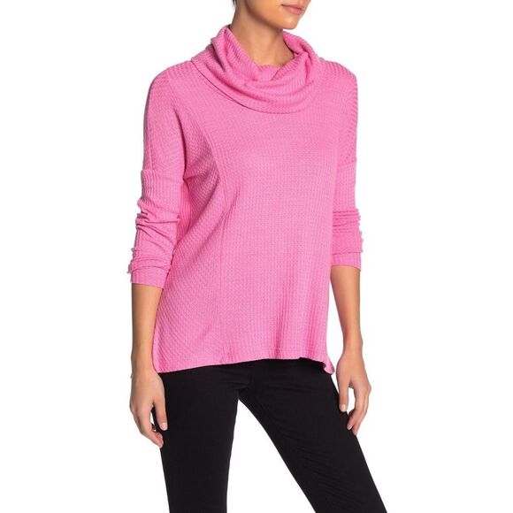 Catherine Malandrino Cowl Neck Waffle Knit Pink Top NWT SIze 1x - Picture 1 of 7